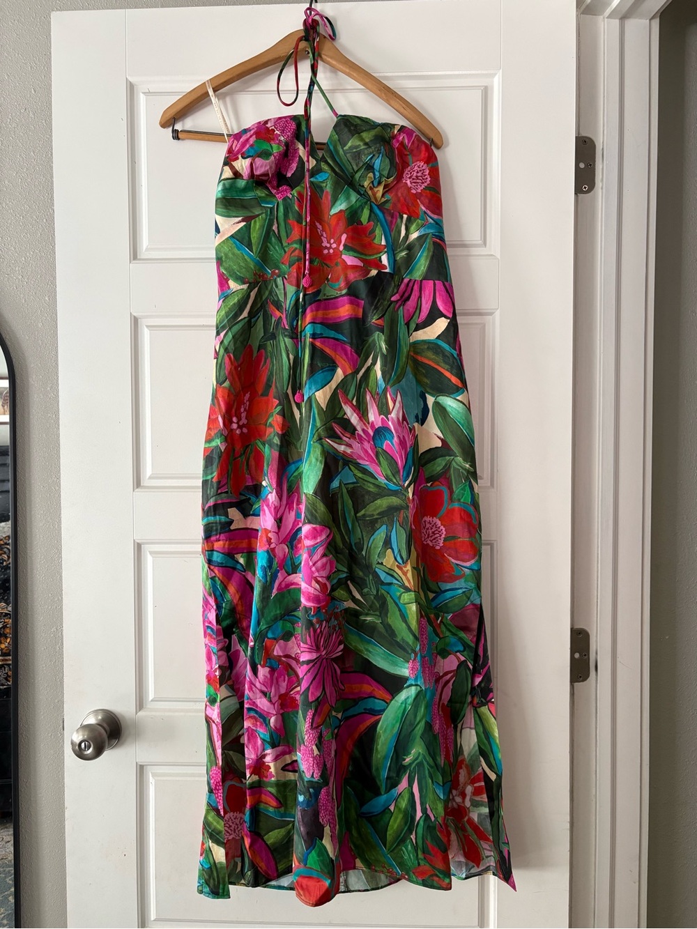 FARM Rio Jardin de Reve Cotton Midi Halter Dress